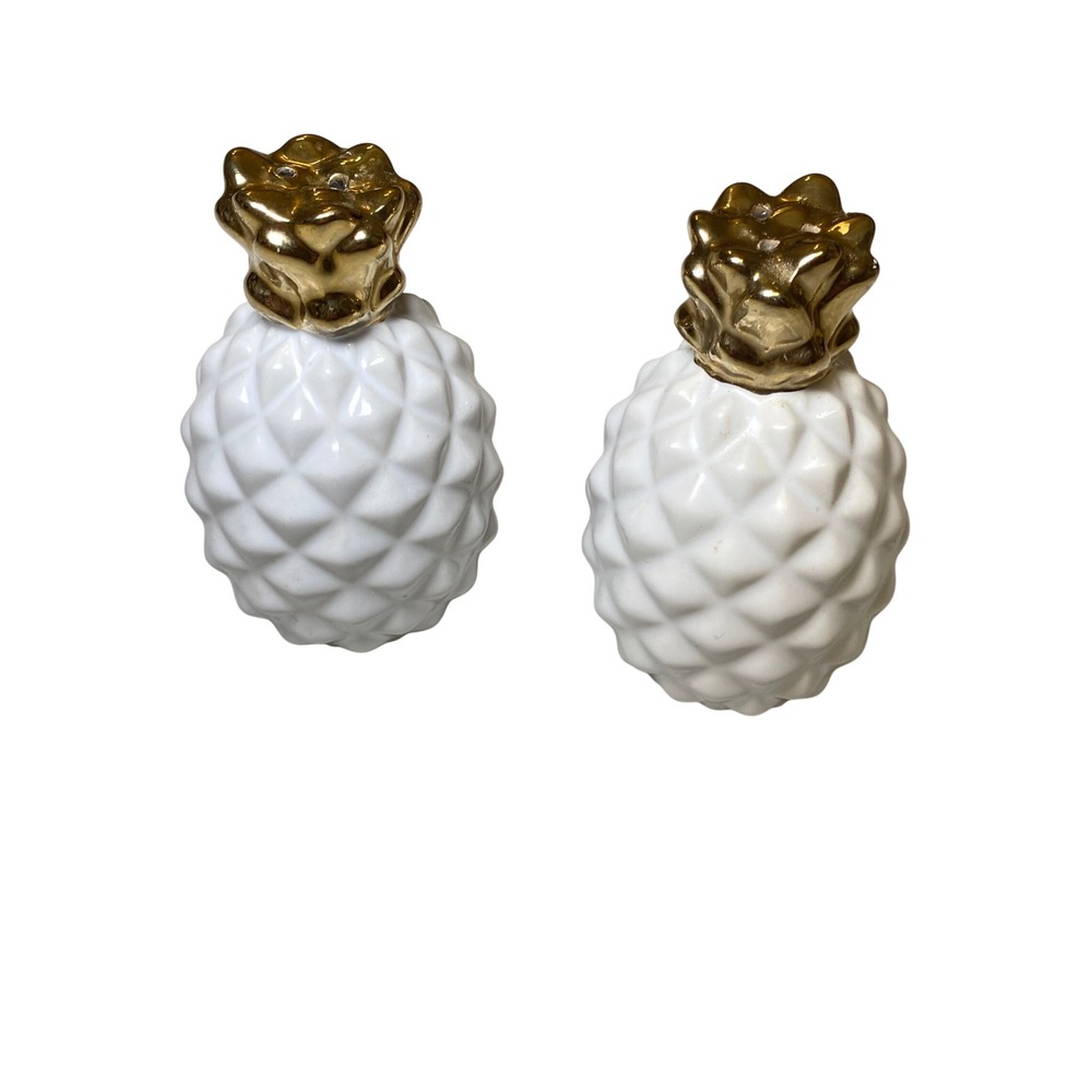 Target Threshold White Gold Pineapple Salt & Pepper Shakers Ceramic Set